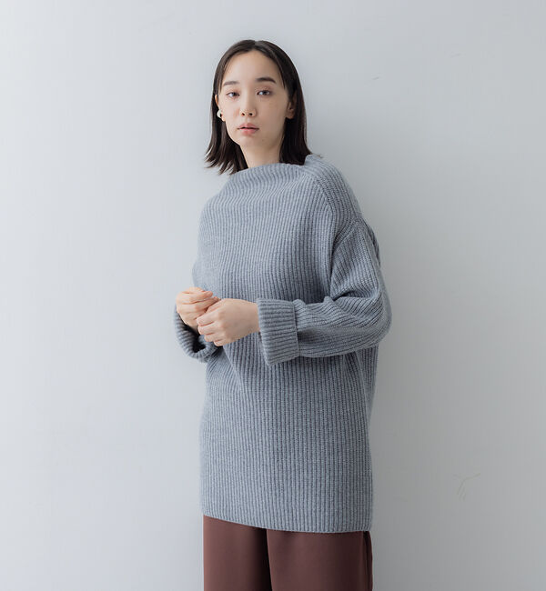 collex「オフネックリブニットチュニック」|ニット・セーター|
