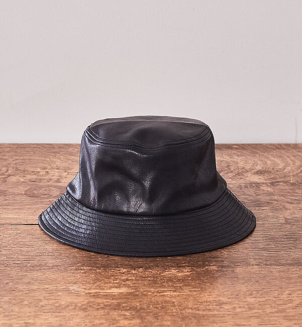 ABAHOUSE「【RUBEN】フェイクレザーバケットハット」|その他|ブラック