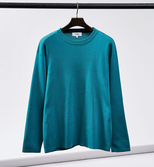ABAHOUSE「【定番 / ニットスウェット】コットン クルーネック / 総針ニット」|ニット・セーター|エメラルドグリーン