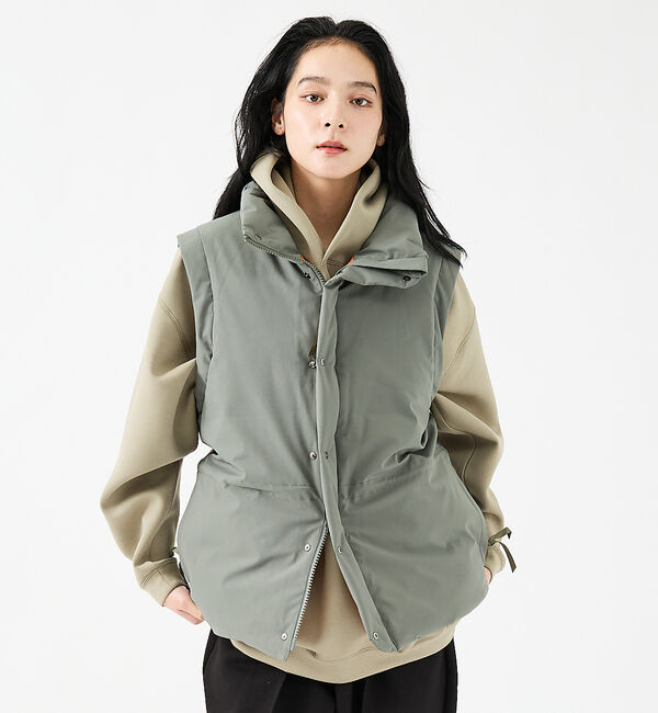 ABAHOUSE「【FORTUNA/フォルトゥナ】ダウンベスト/ファイバーダウンベスト/配色/ユニ」|ダウン|グリーン