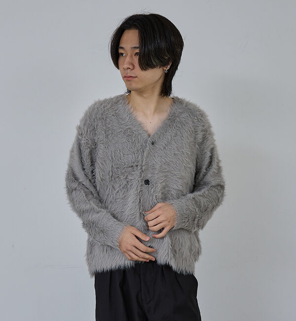 ABAHOUSE「【AH ABAHOUSE】ロングシャギー ニットカーディガン」|カーディガン|グレー