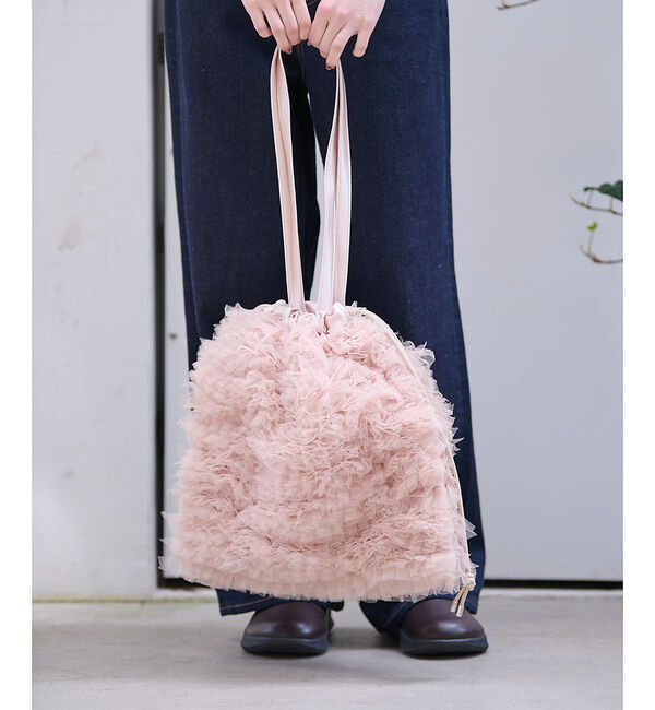 Rouge vif「【Ampersand / アンパサンド】Tulle frill bag/ME-2」|トートバッグ|
