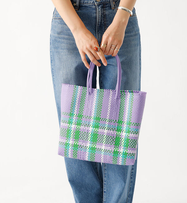 Rouge vif「【MOON BIRD/ムーンバード】手編みのメルカドバッグM/手編み/正方形【W」|トートバッグ|