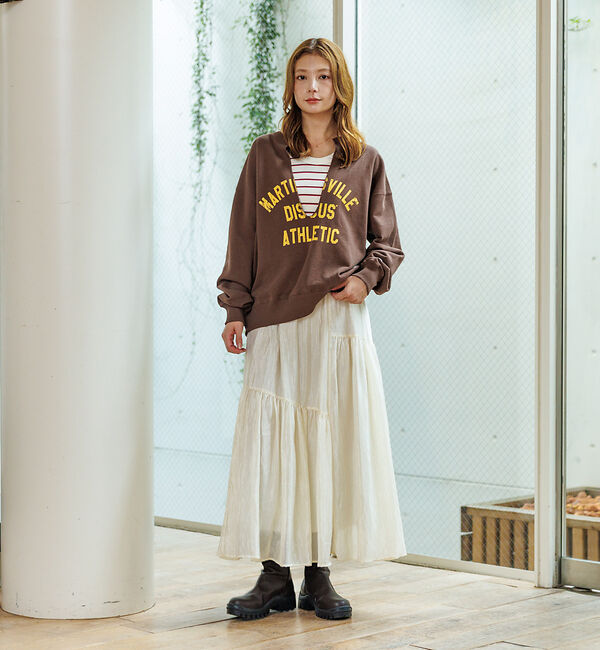 Rouge vif「【DISCUS/ディスカス】裏毛スキッパーUネックスウェット/トップス/スウェッ」|スウェット・ジャージ|