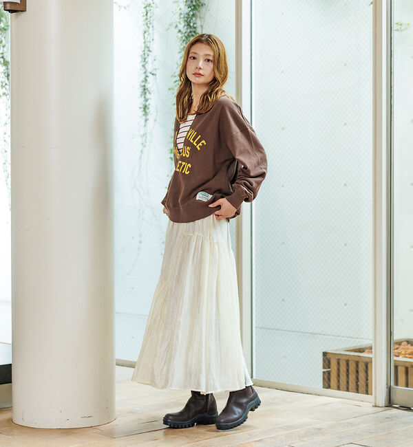 Rouge vif「【DISCUS/ディスカス】裏毛スキッパーUネックスウェット/トップス/スウェッ」|スウェット・ジャージ|