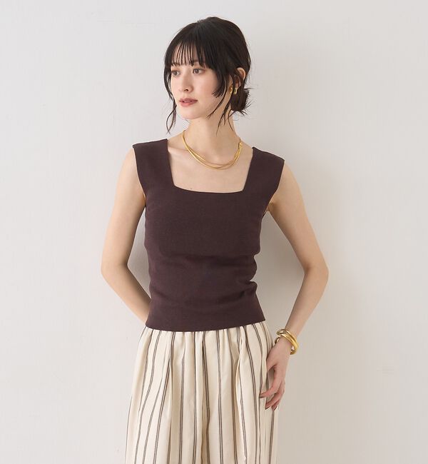 Rouge vif「テンセルコットン総針スクエアネックニットタンク【予約】」|キャミソール|