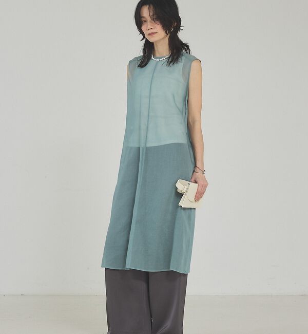 qualite「ソフトオーガンジーロングブラウス【予約】」|シャツ・ブラウス|