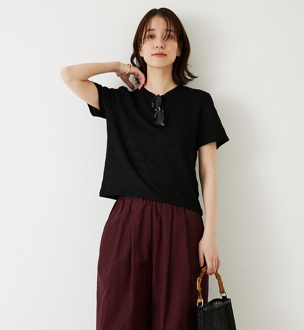 abahouse mavie「シャーリングボーダーTシャツ」|Tシャツ・カットソー|