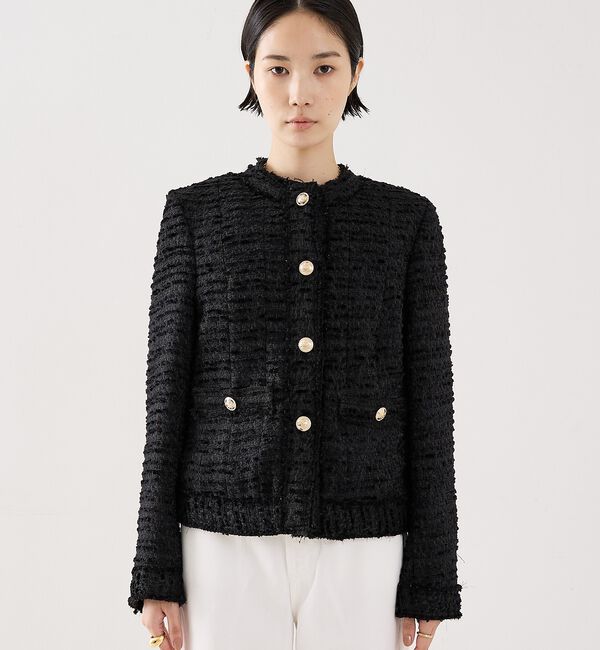 The Store by C' 「【COCUCA】クルーネックツイードジャケット」|ノーカラージャケット|