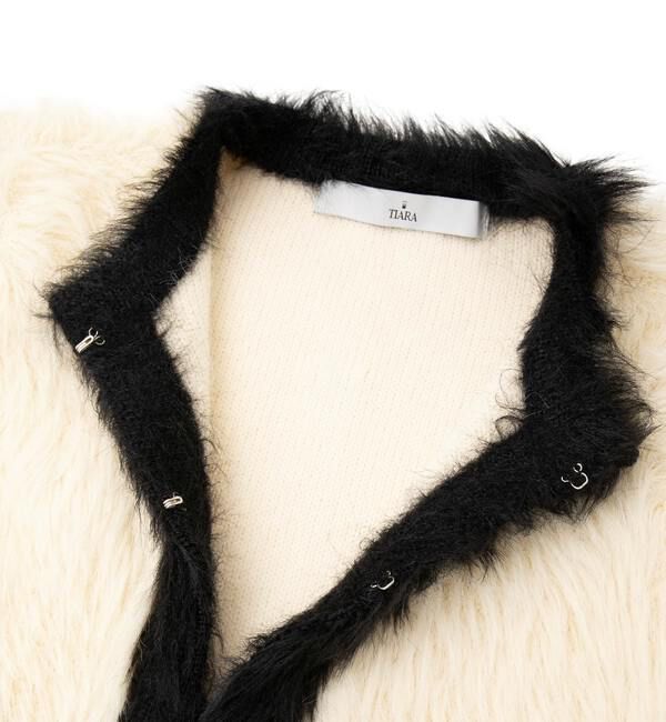 TIARA「フェザーバイカラーニットジャケット」|カーディガン|