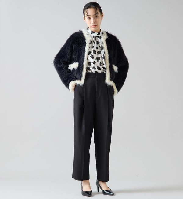 TIARA「フェザーバイカラーニットジャケット」|カーディガン|