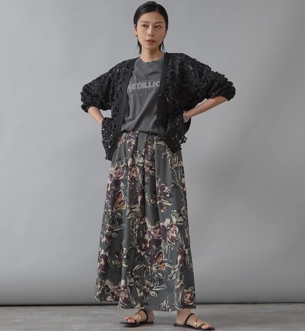 Liesse「フラワープリントフレアスカート」|スカート|