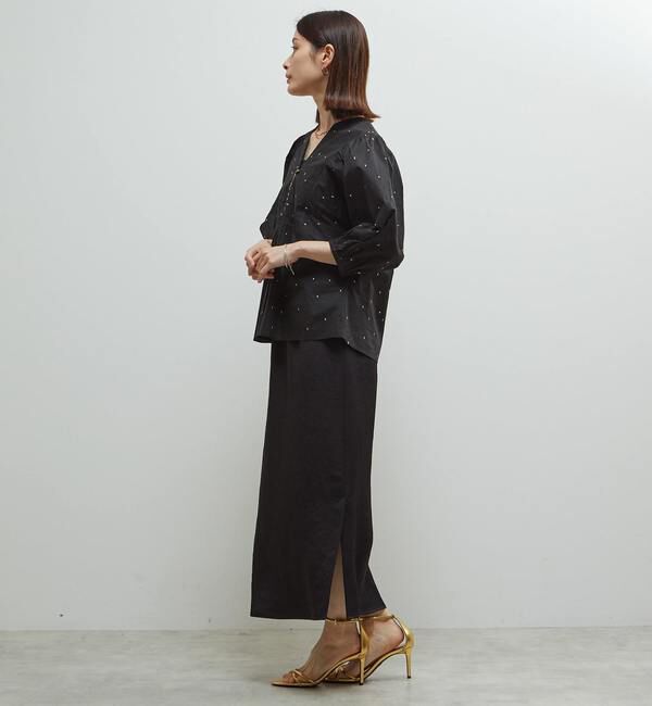 Soffitto「インド綿ドット刺繍バックオープンブラウス」|シャツ・ブラウス|