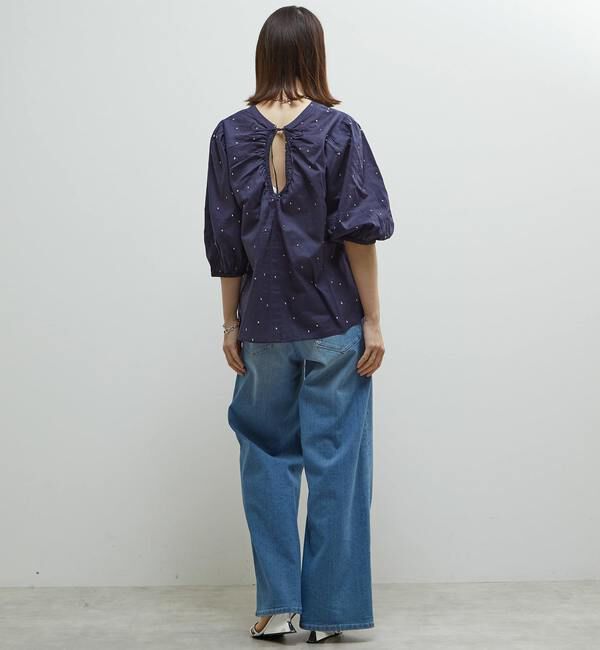 Soffitto「インド綿ドット刺繍バックオープンブラウス」|シャツ・ブラウス|