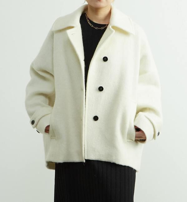 SOFFITTO「モヘヤ混コクーンシャギーコート」|その他|オフホワイト