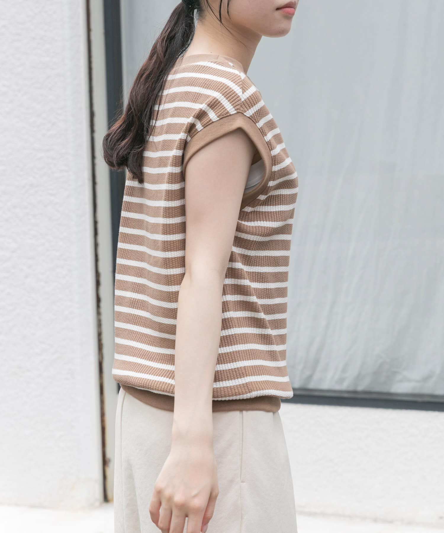 URBAN RESEARCH DOORS「FORK&SPOON　変形ワッフルノースリーブプルオーバー」|Tシャツ・カットソー|