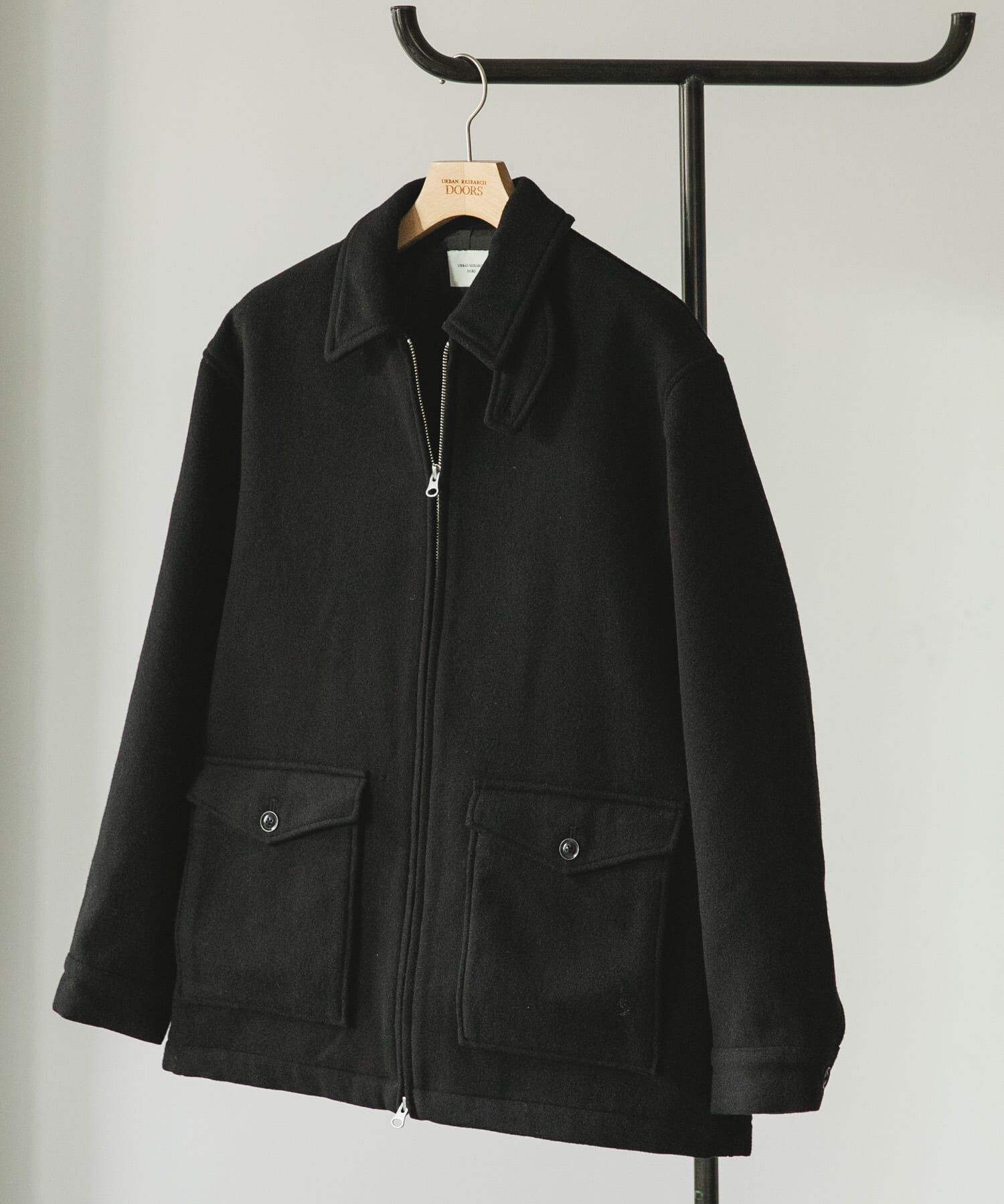 URBAN RESEARCH DOORS「ウールブレンドハリントンジャケット」|ノーカラーコート|