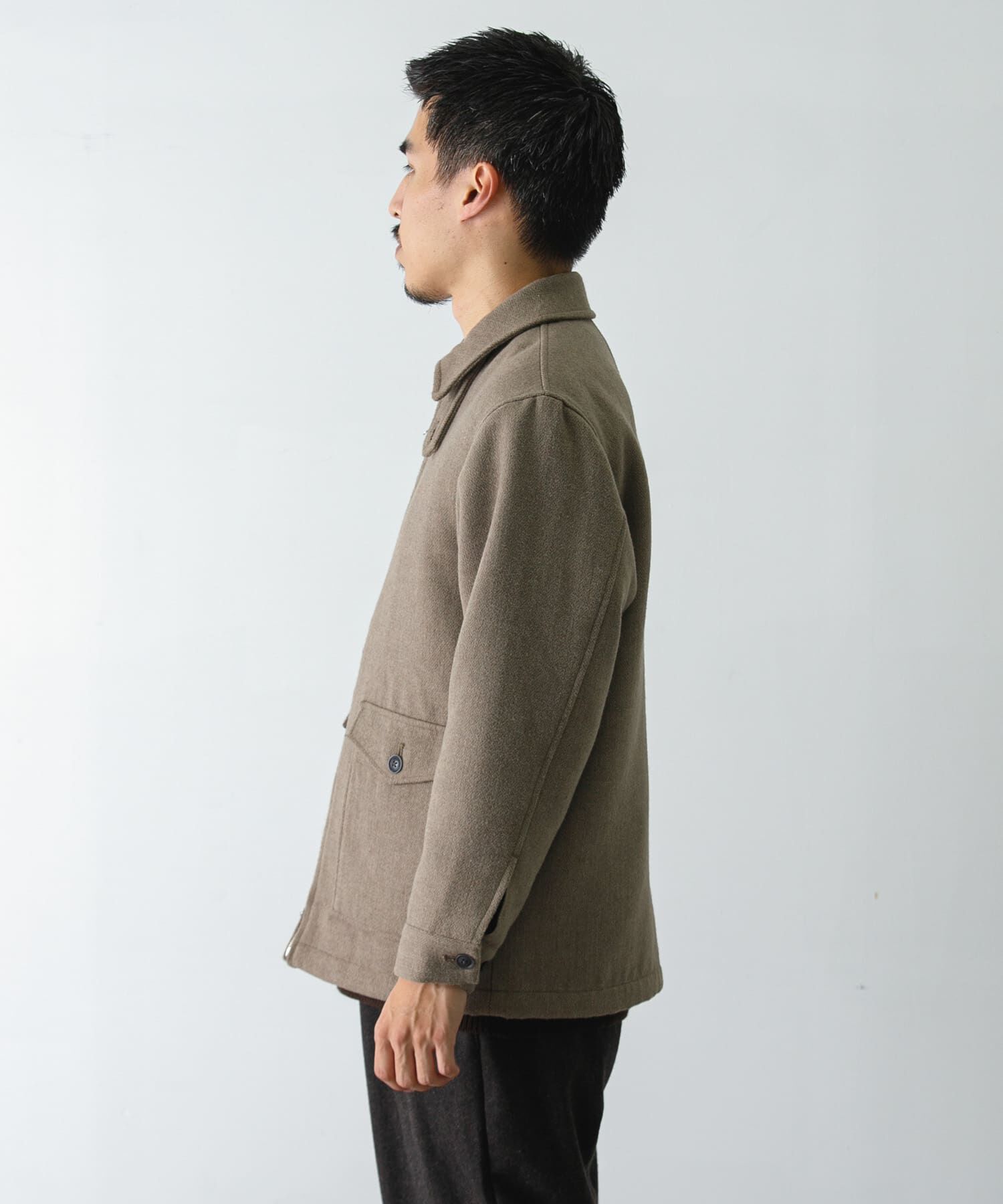 URBAN RESEARCH DOORS「ウールブレンドハリントンジャケット」|ノーカラーコート|