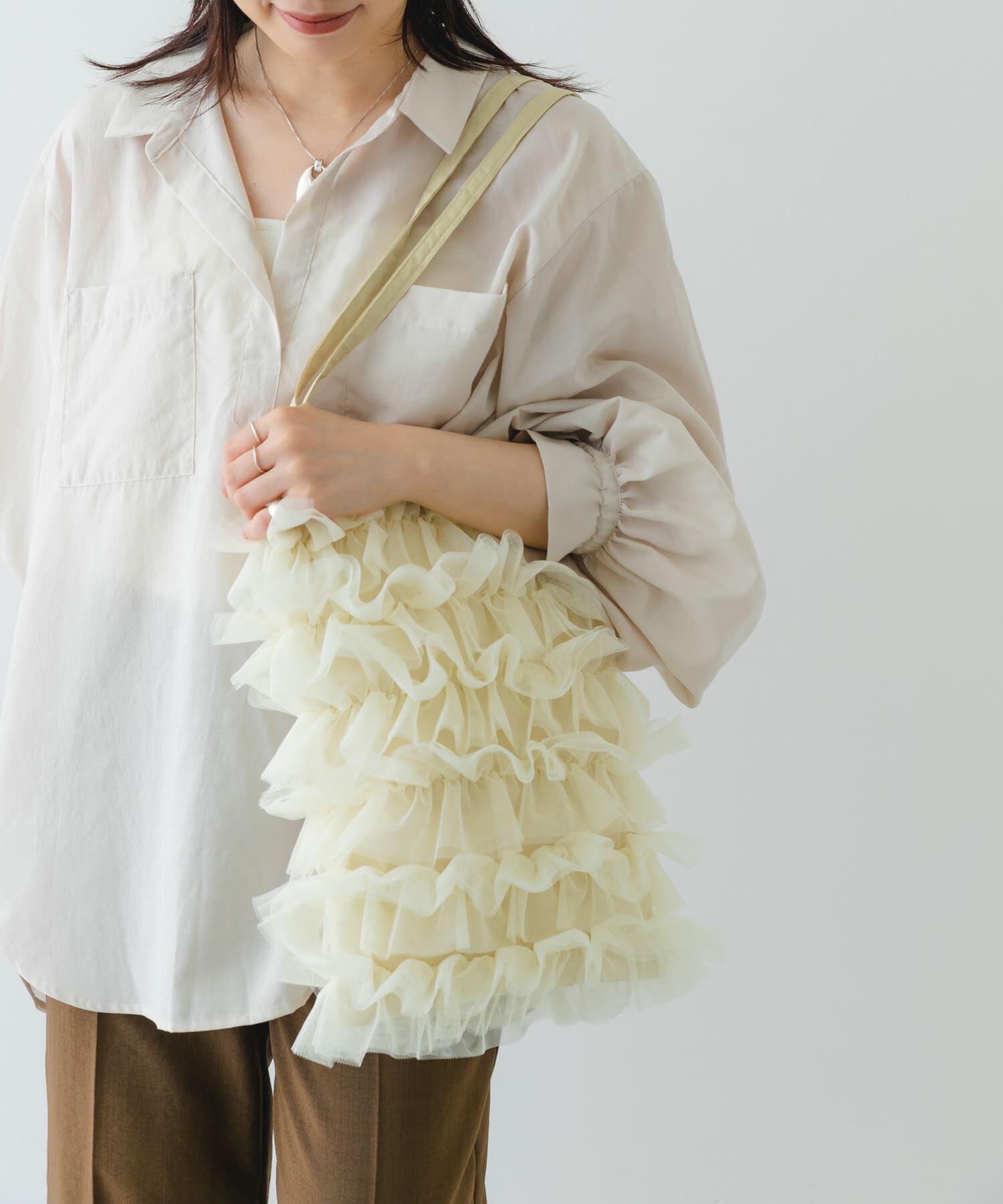 RODE SKO「チュールトートバッグ」|トートバッグ|アイボリー