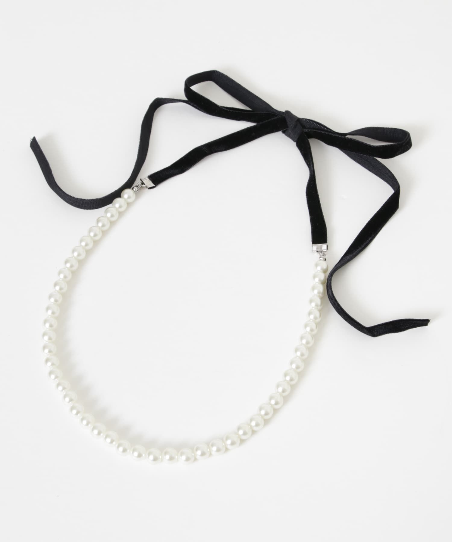 SMELLY「ベロアリボンパールネックレス」|ネックレス|