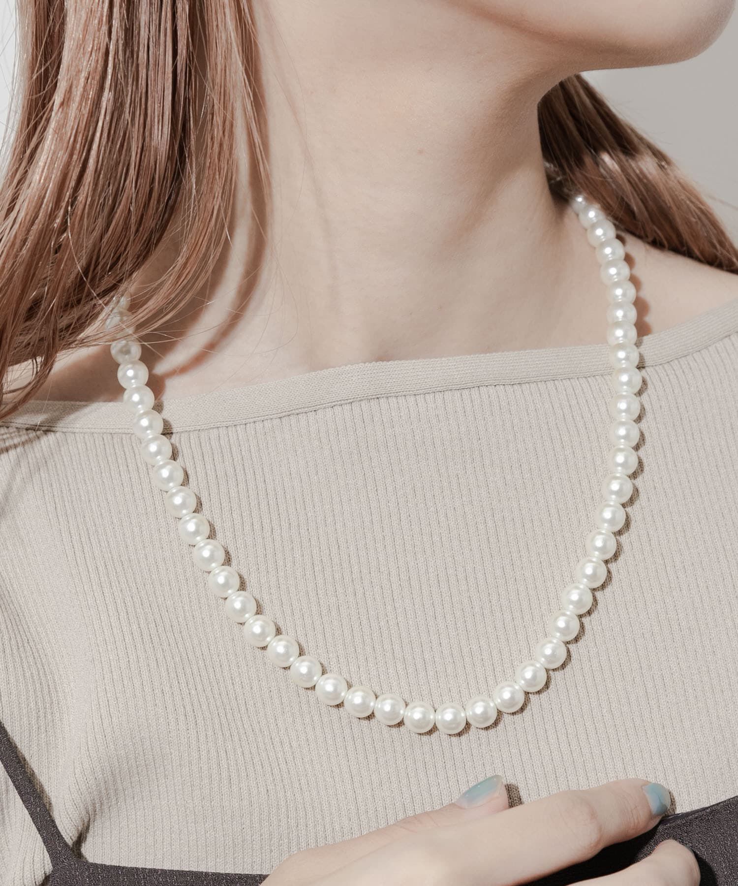 SMELLY「ベロアリボンパールネックレス」|ネックレス|