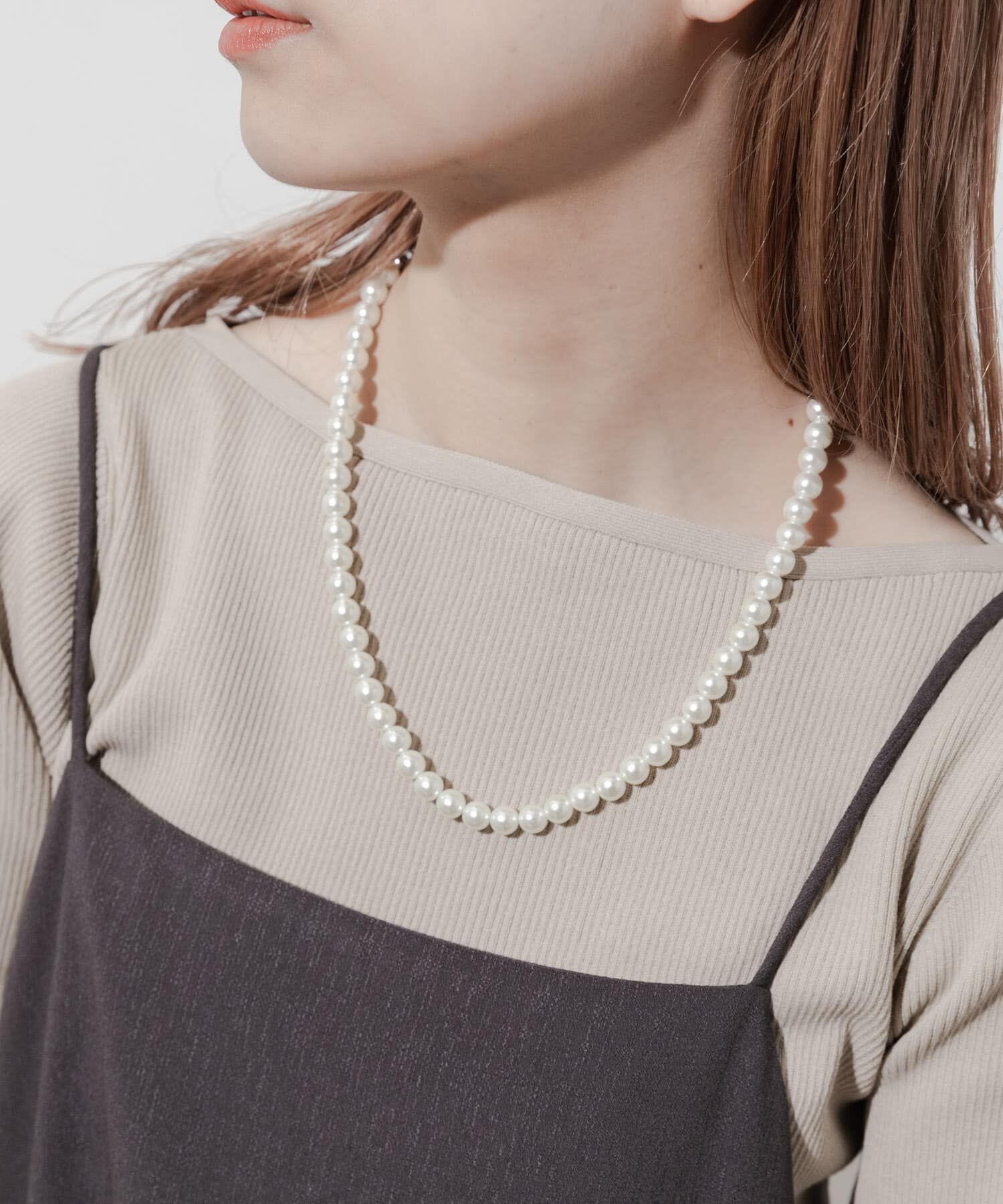 SMELLY「ベロアリボンパールネックレス」|ネックレス|