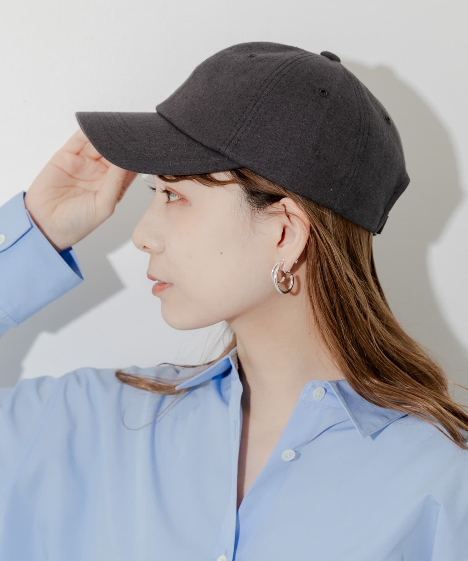 SMELLY「シンプルリネンキャップ」|キャップ・キャスケット|ブラック