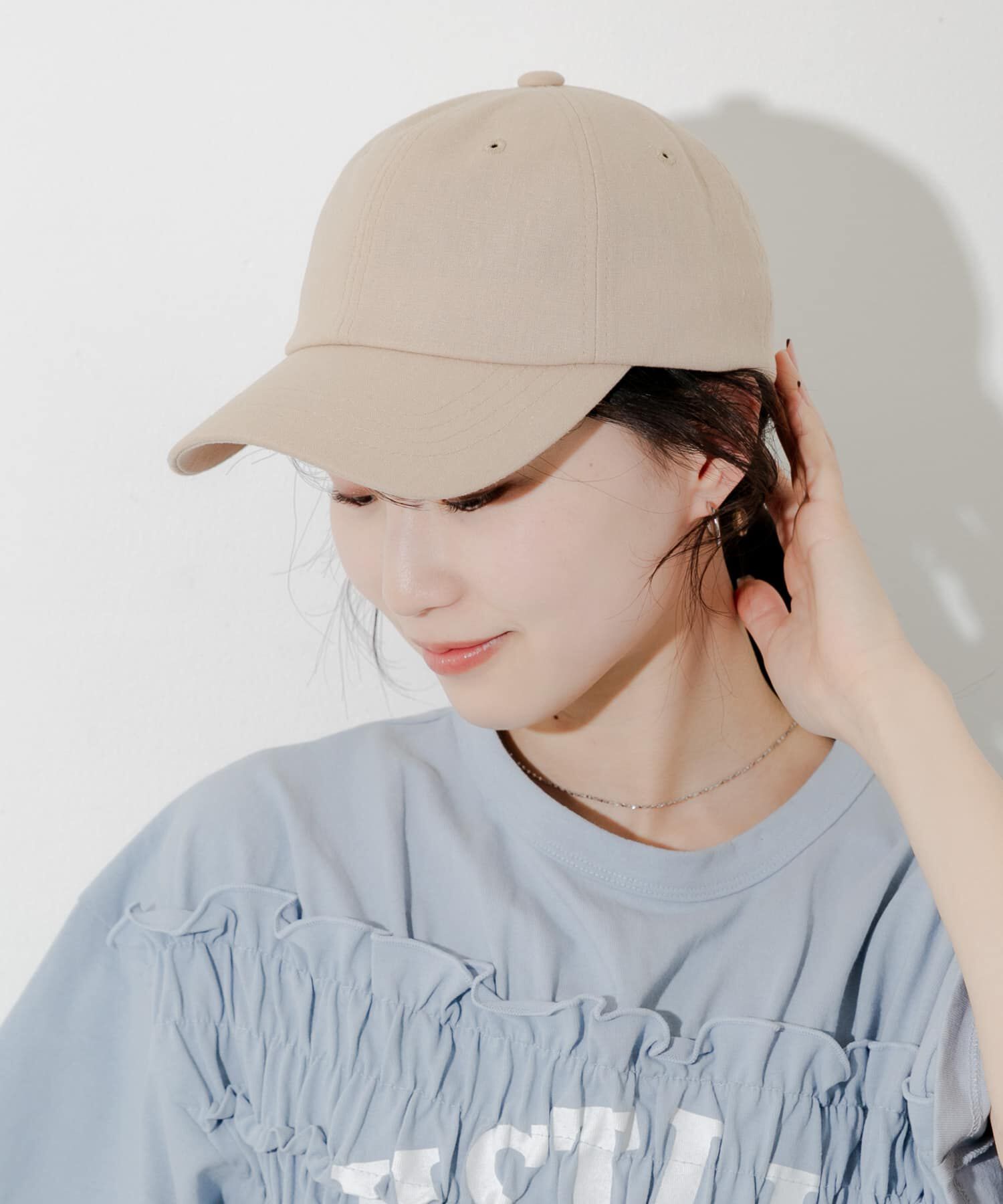 SMELLY「シンプルリネンキャップ」|キャップ・キャスケット|ベージュ