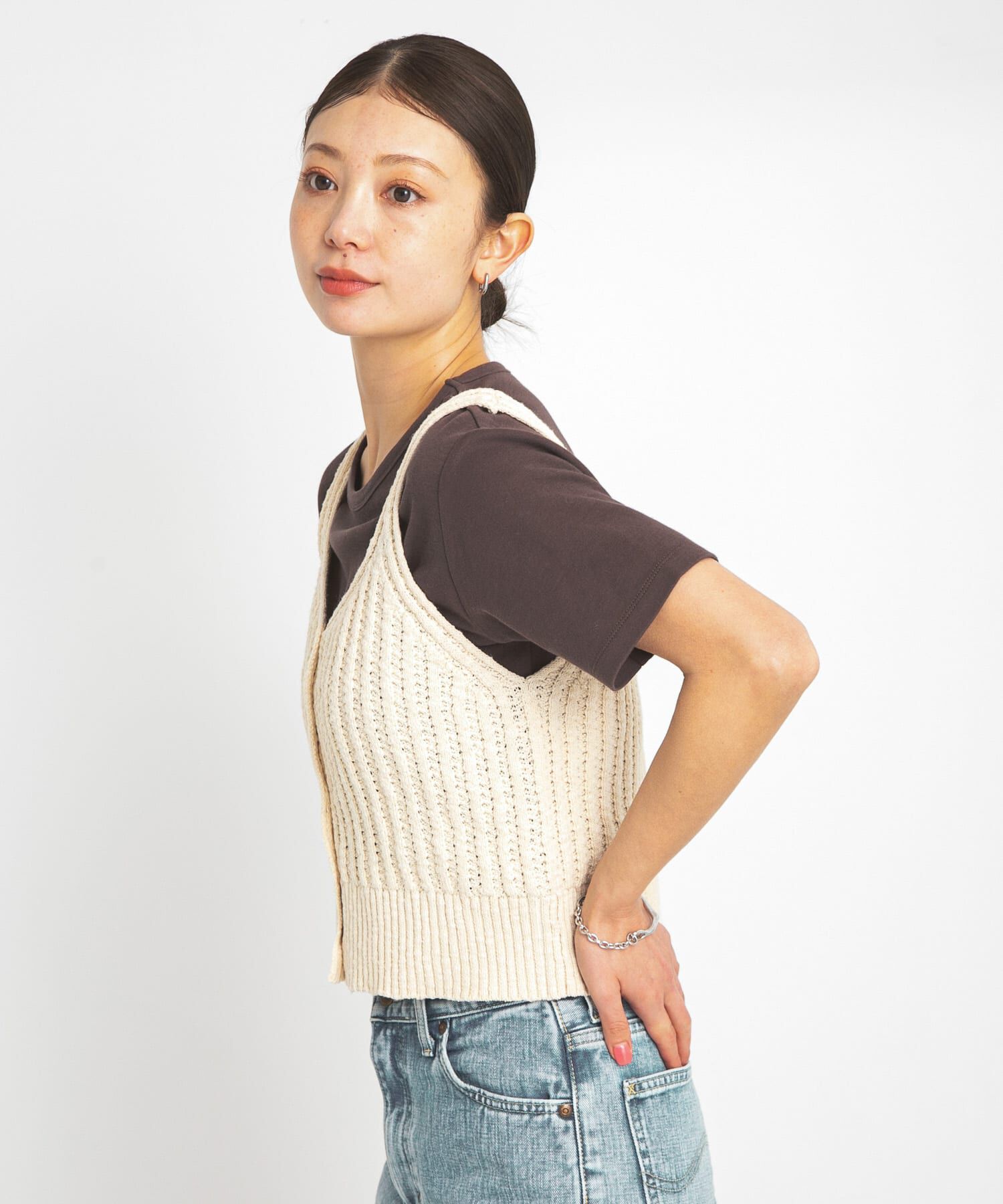 Sonny Label 「2WAY透かし編みニットビスチェ」|キャミソール|