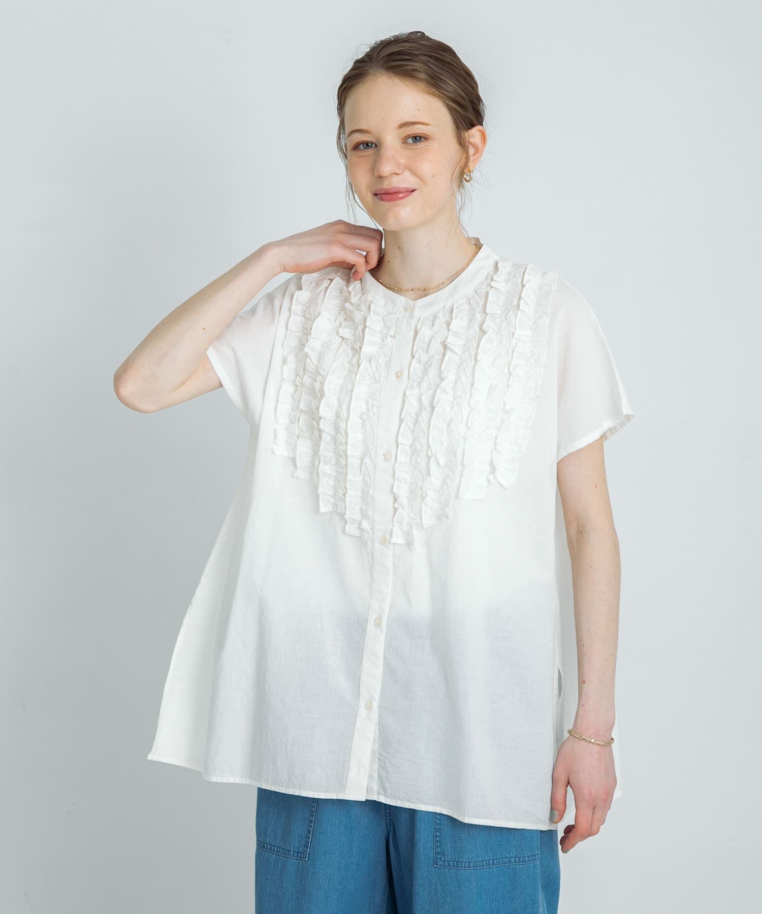 Sonny Label 「エアリーコットンフリルフレンチシャツブラウス」|シャツ・ブラウス|