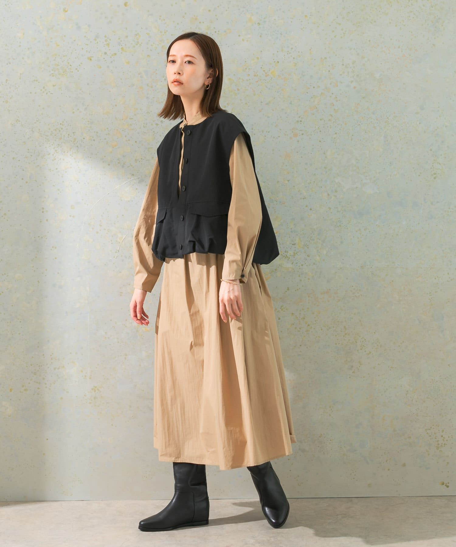 URBAN RESEARCH ROSSO「ハイネックサイドベルトシャツワンピース」|ワンピース|