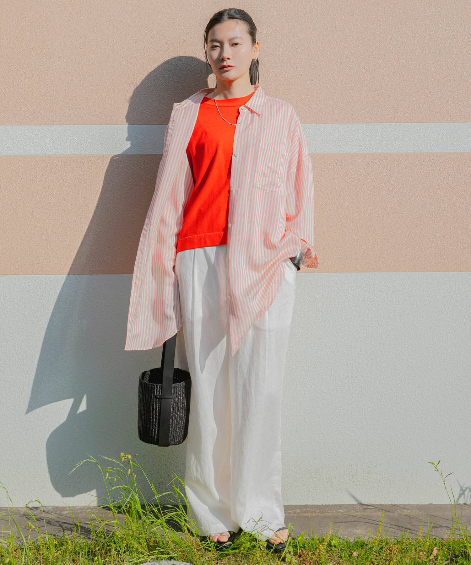 URBAN RESEARCH「new basic　レーヨンシルクストライプオーバーシャツ」|シャツ・ブラウス|