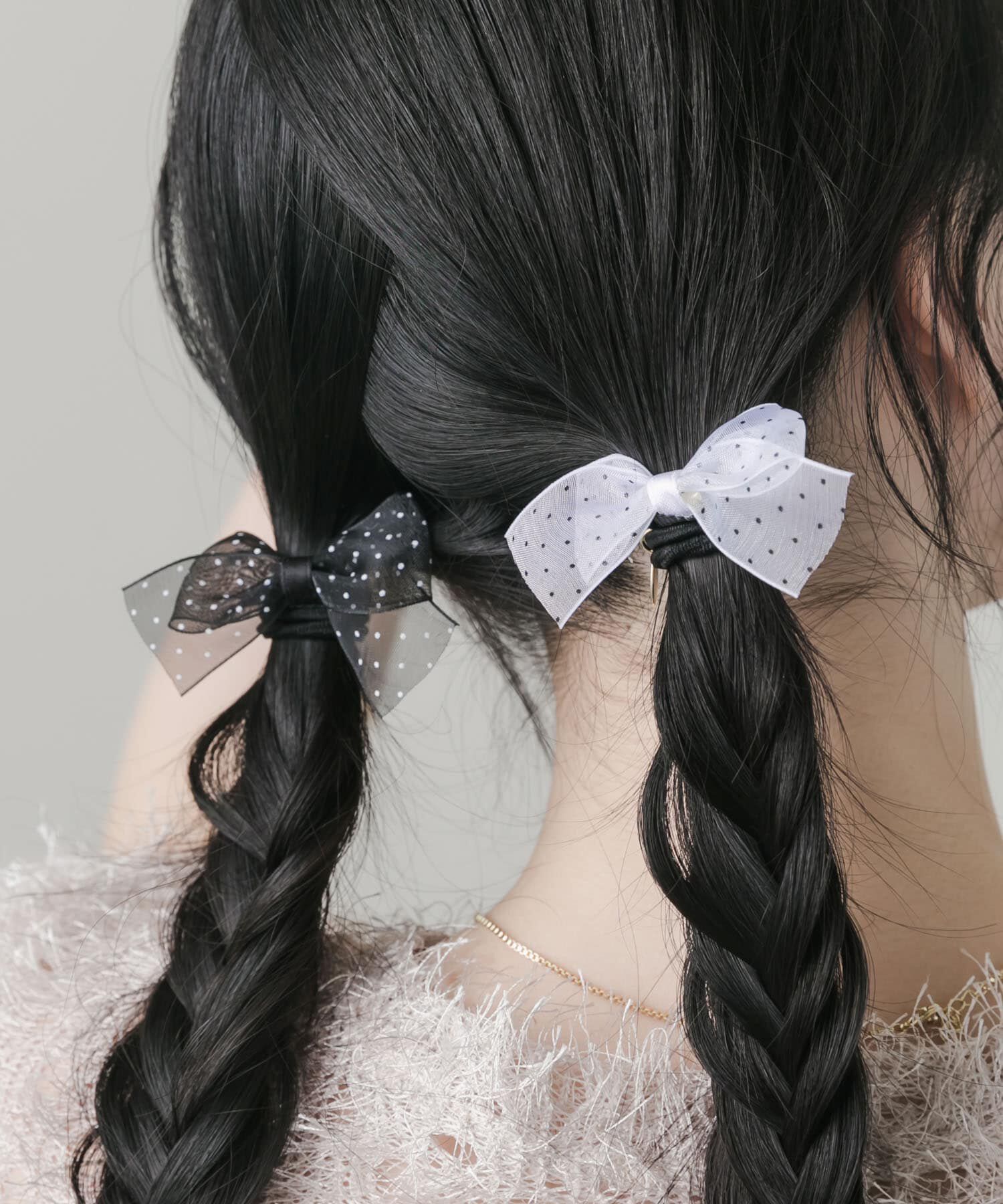 SMELLY「ドットシアーリボン2セットヘアポニー」|ヘアゴム・シュシュ|