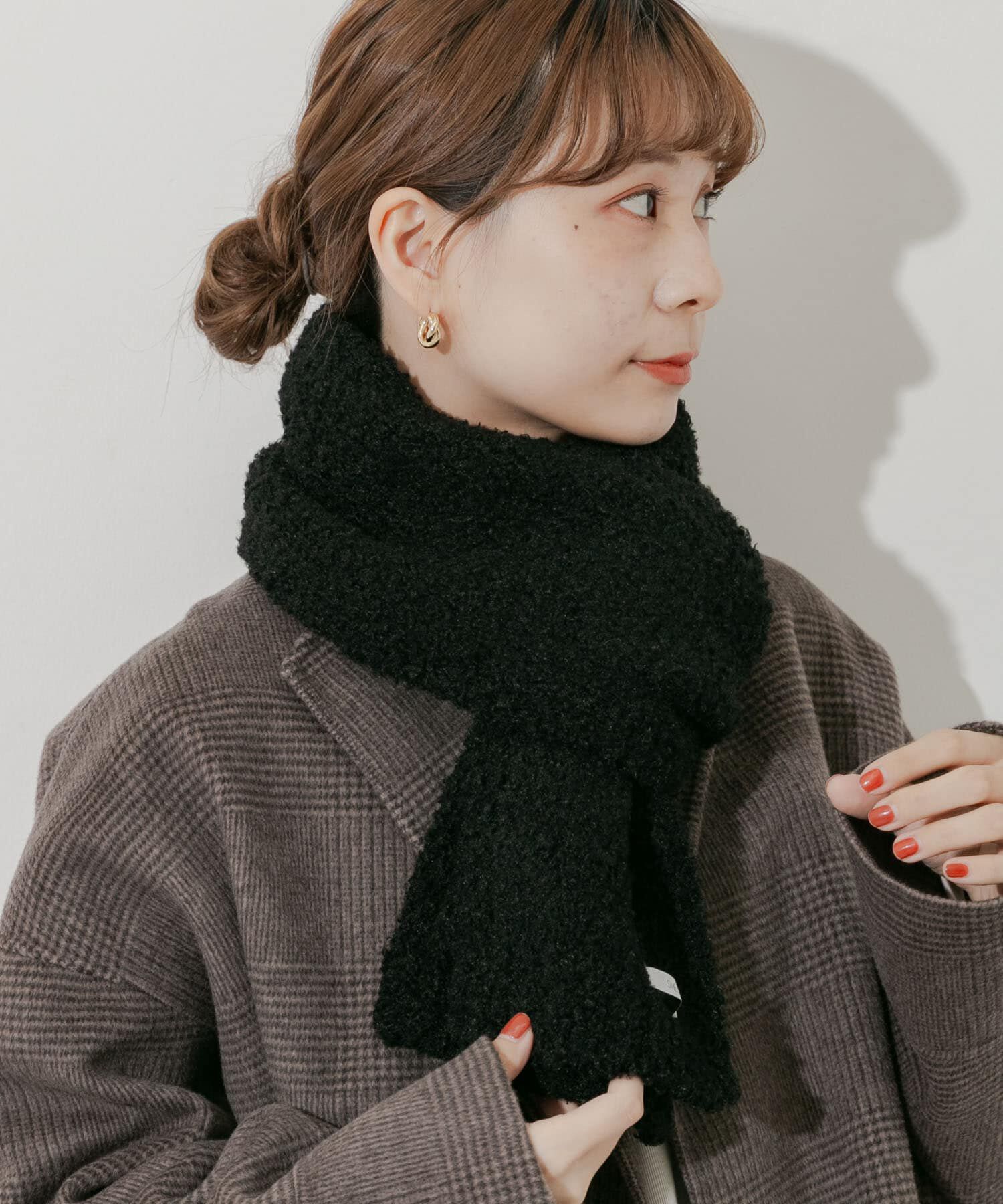 SMELLY「ボアニットマフラー」|マフラー|ブラック