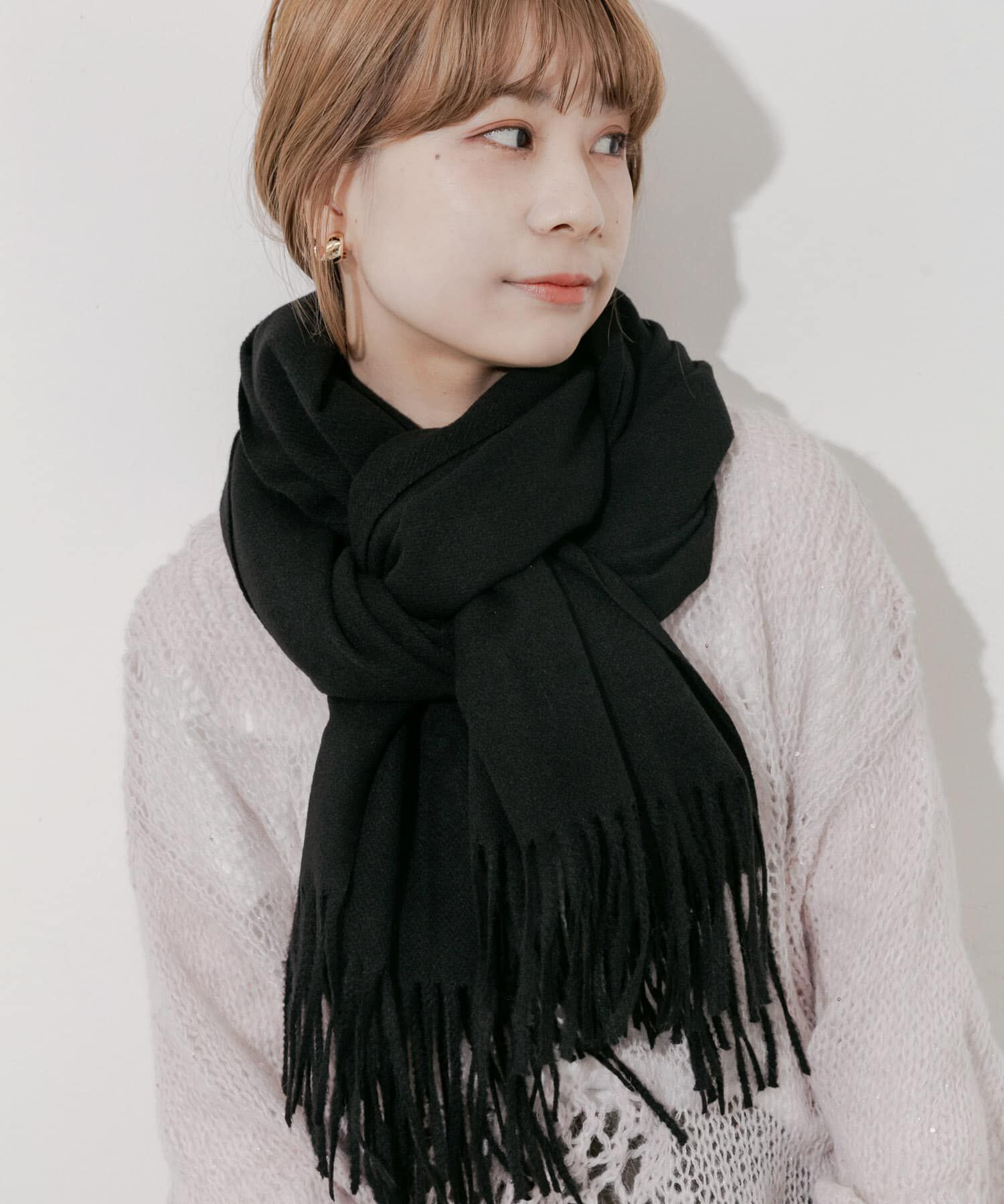 SMELLY「ムジシンプルマフラー」|マフラー|ブラック