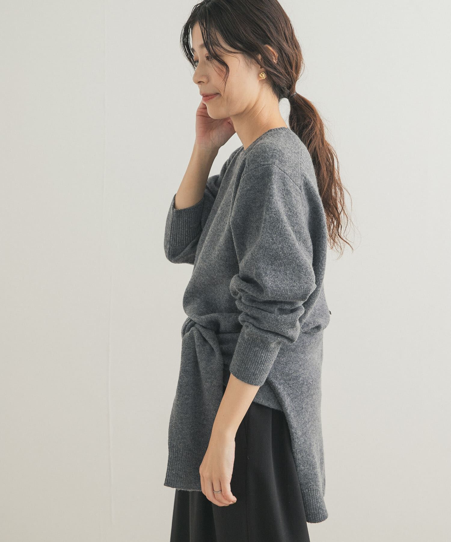 URBAN RESEARCH DOORS「ウールコンパクトクルーネックプルオーバー」|ニット・セーター|