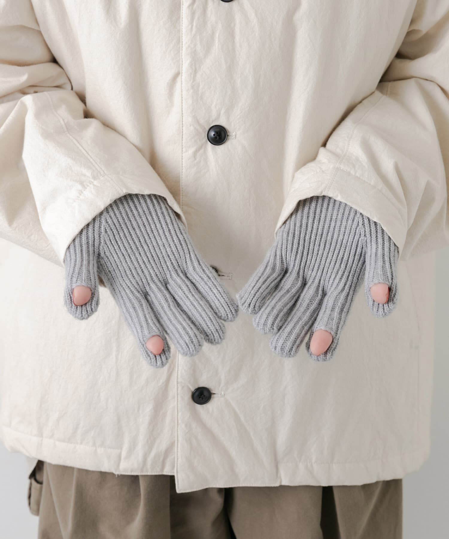 SMELLY「バイカラーホールタッチグローブ」|手袋|