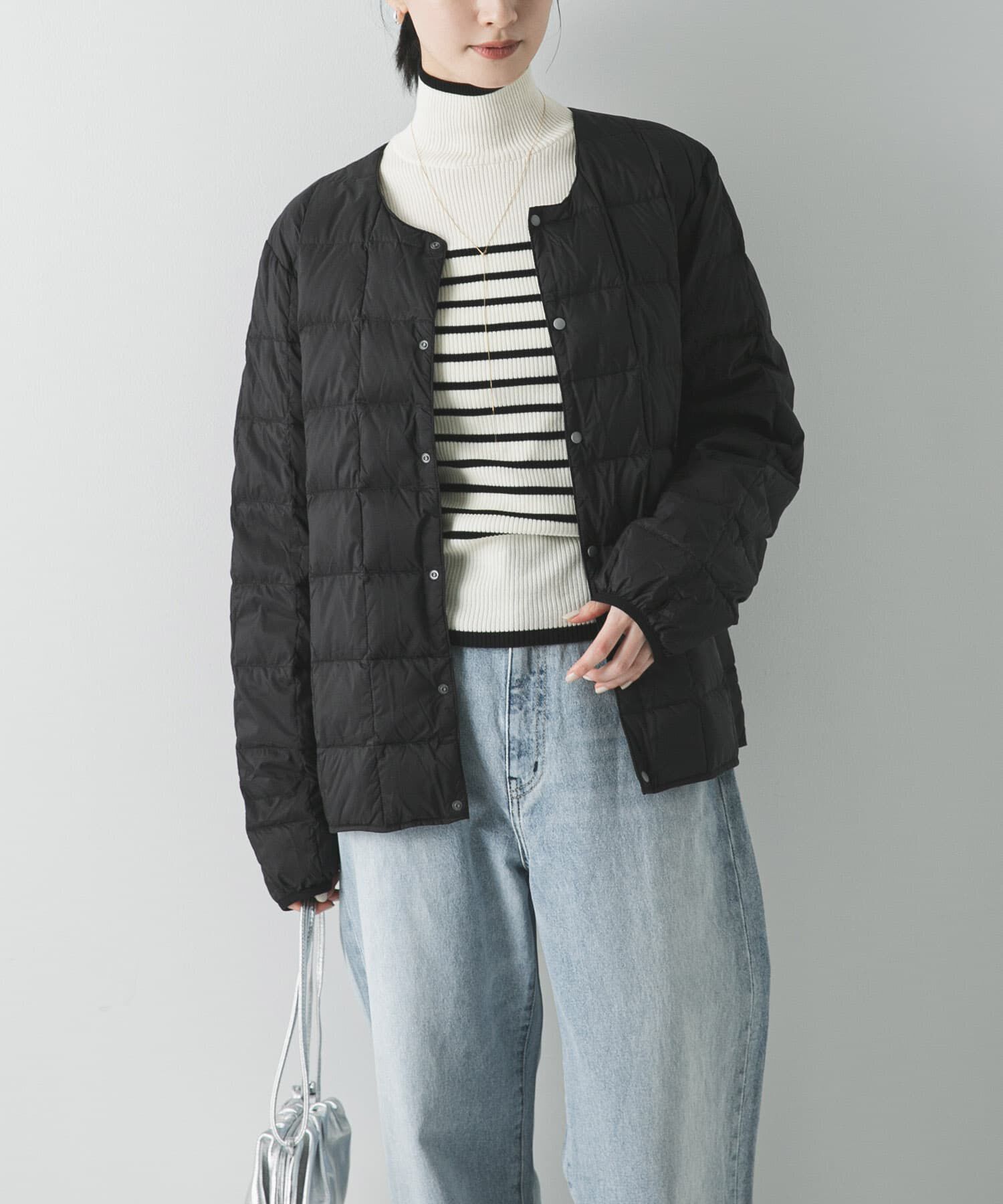 URBAN RESEARCH「『WEB限定』インナーダウン付スタンドカラーロングコート」|ノーカラーコート|