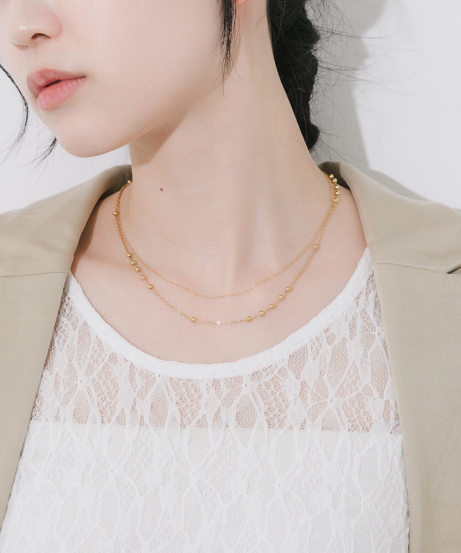 SMELLY「ステンレスボールチェーンレイヤードネックレス」|ネックレス|