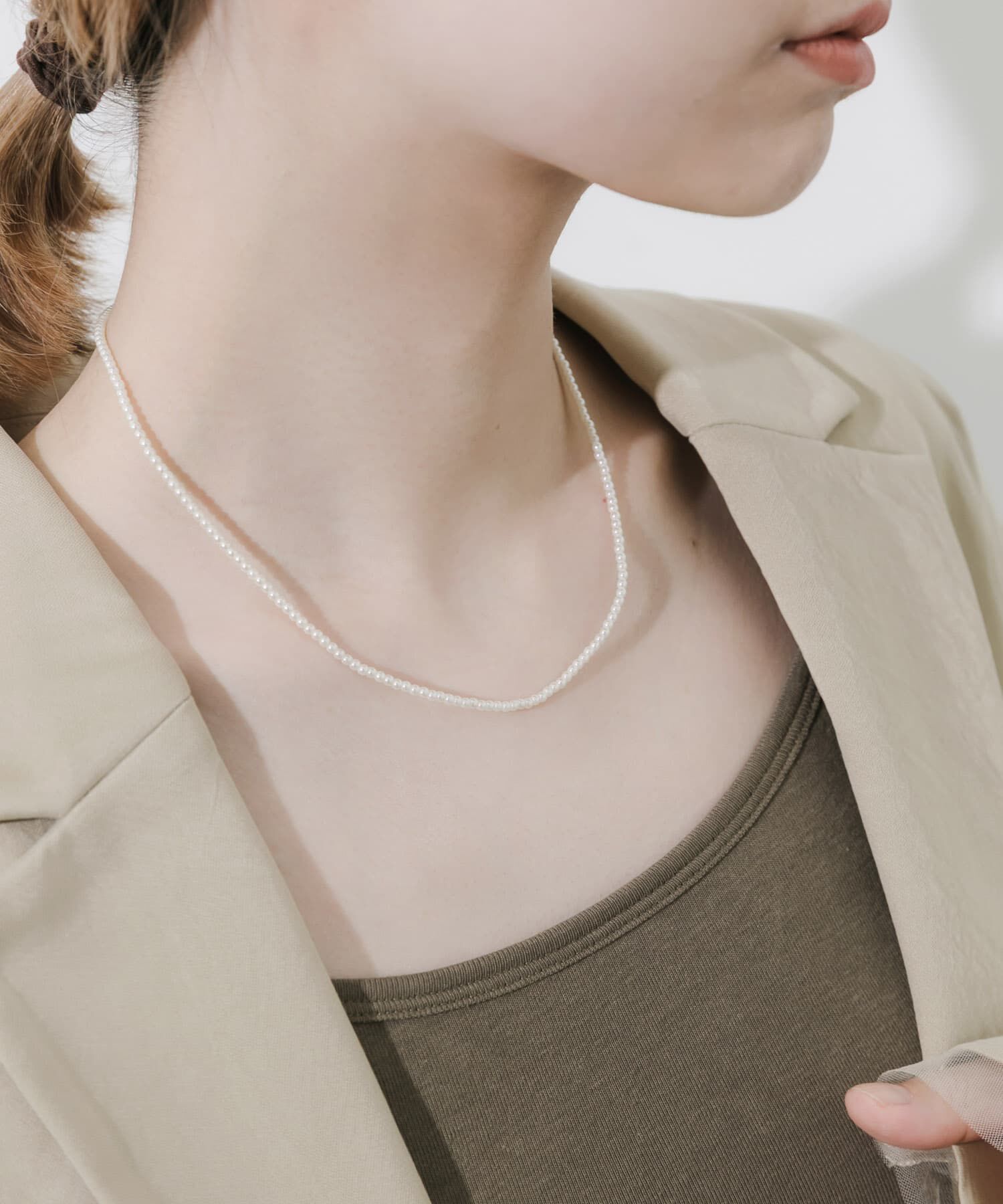 SMELLY「ステンレスパールネックレス」|ネックレス|