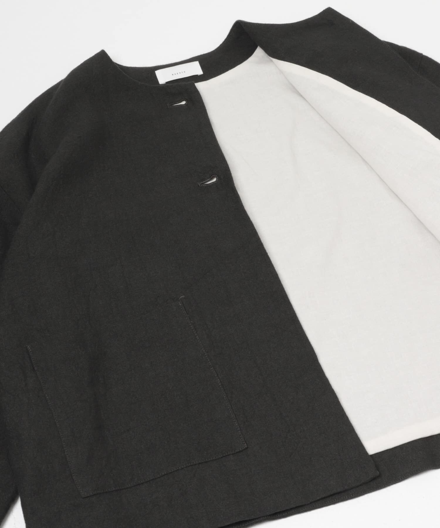 かぐれ「リネンラミーノーカラージャケット」|ノーカラージャケット|