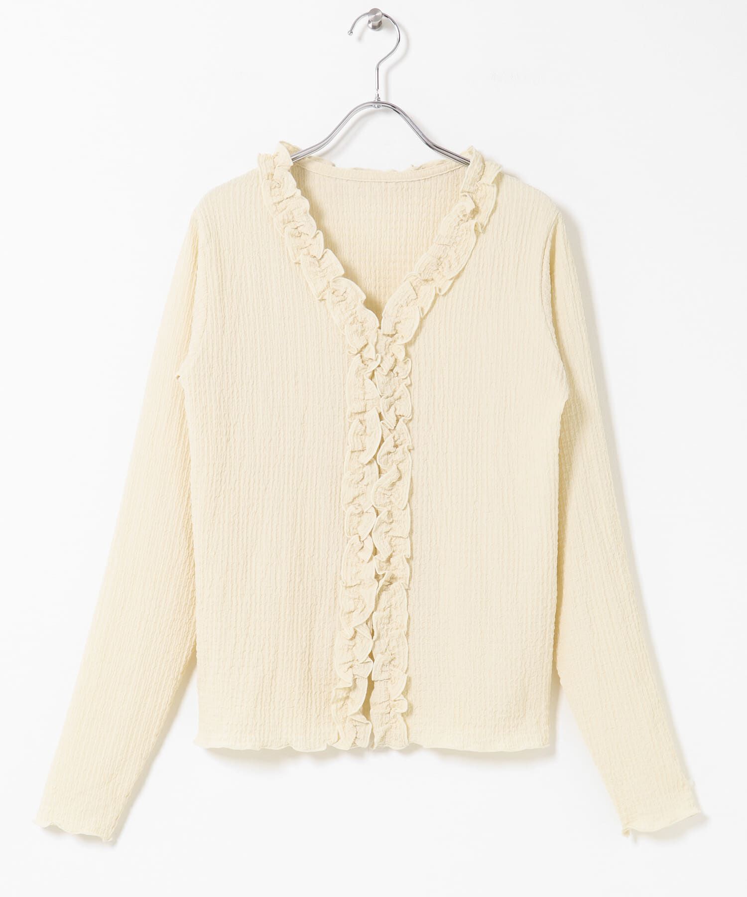 Sonny Label 「『WEB限定』ワッフルフリルVネックカーディガン」|カーディガン|