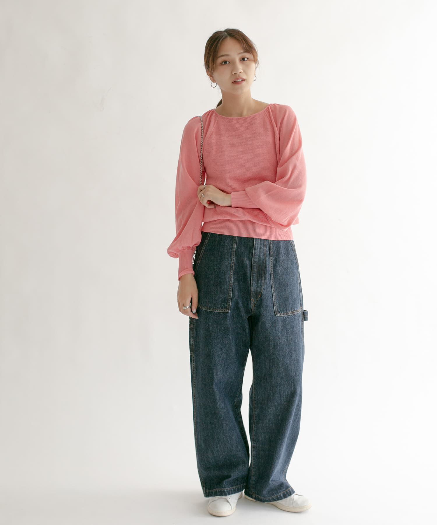  「BACKオープンボリュームスリーブニット」|ニット・セーター|