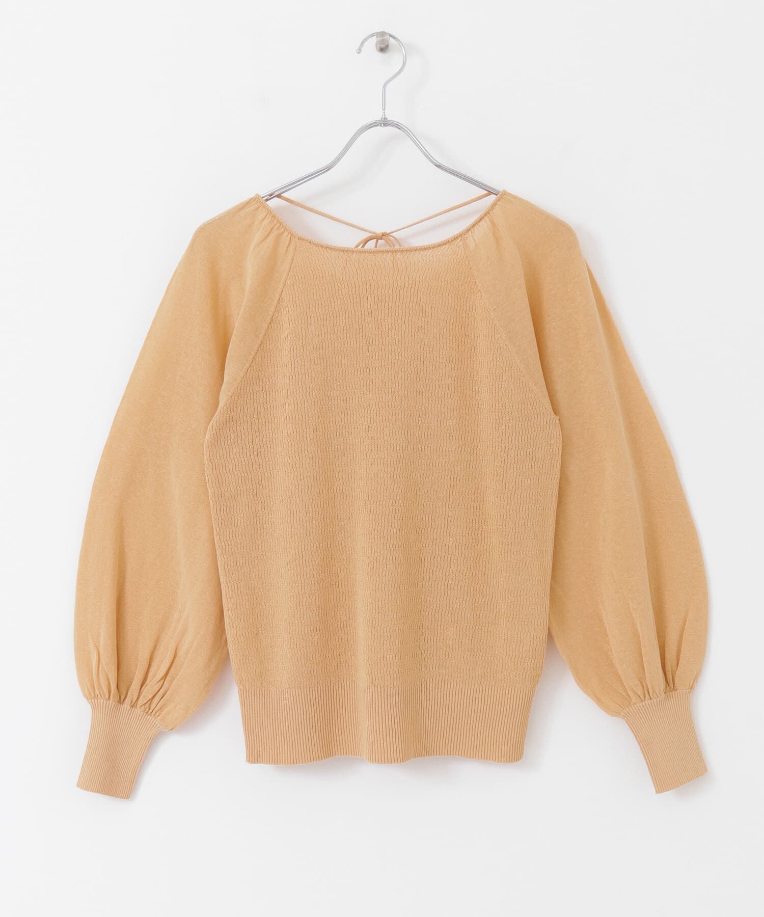  「BACKオープンボリュームスリーブニット」|ニット・セーター|