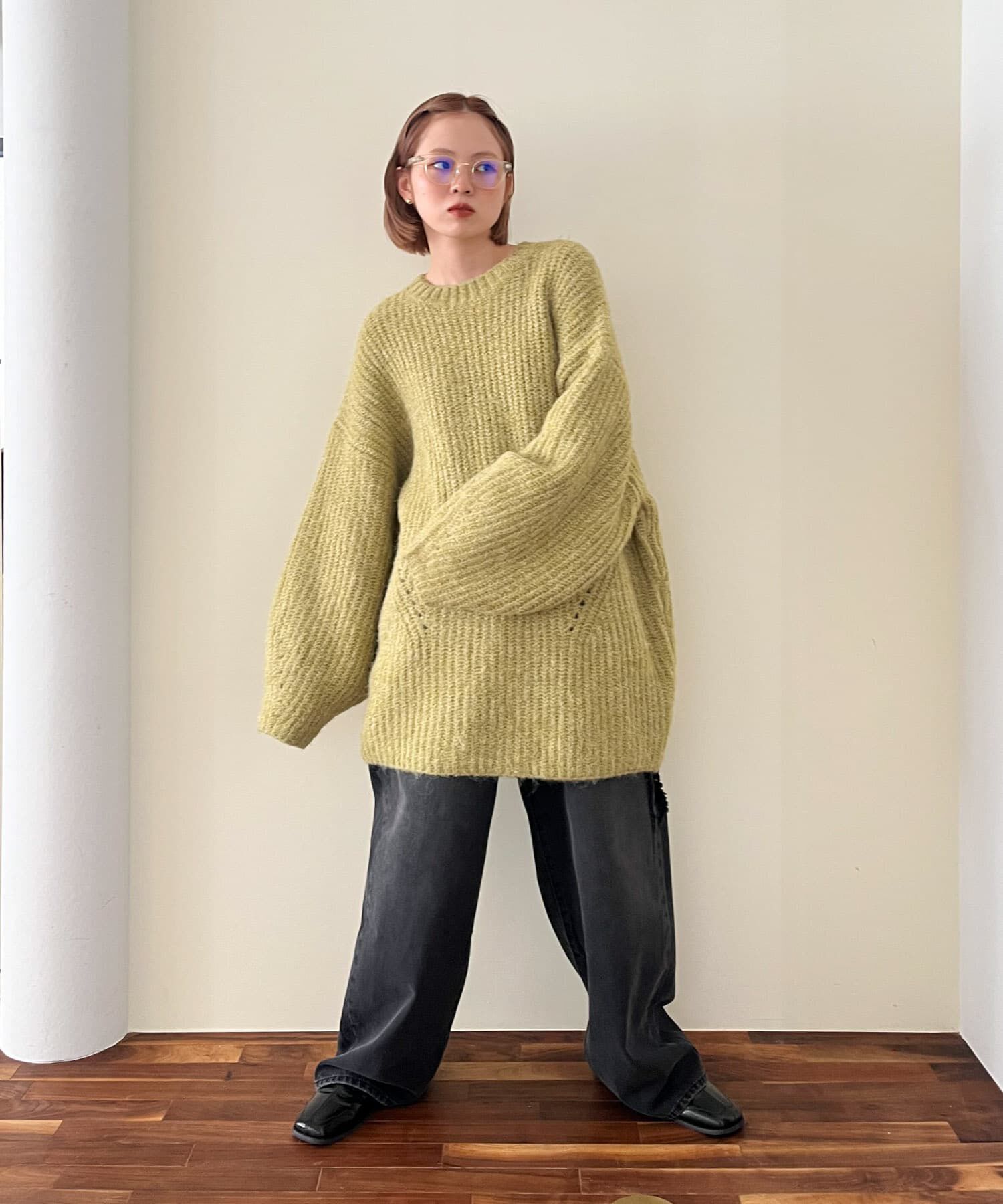  「ボリュームニットミニワンピース」|ワンピース|