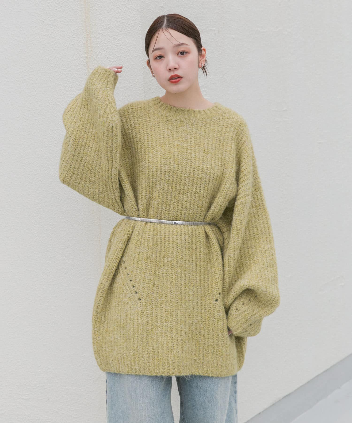  「ボリュームニットミニワンピース」|ワンピース|