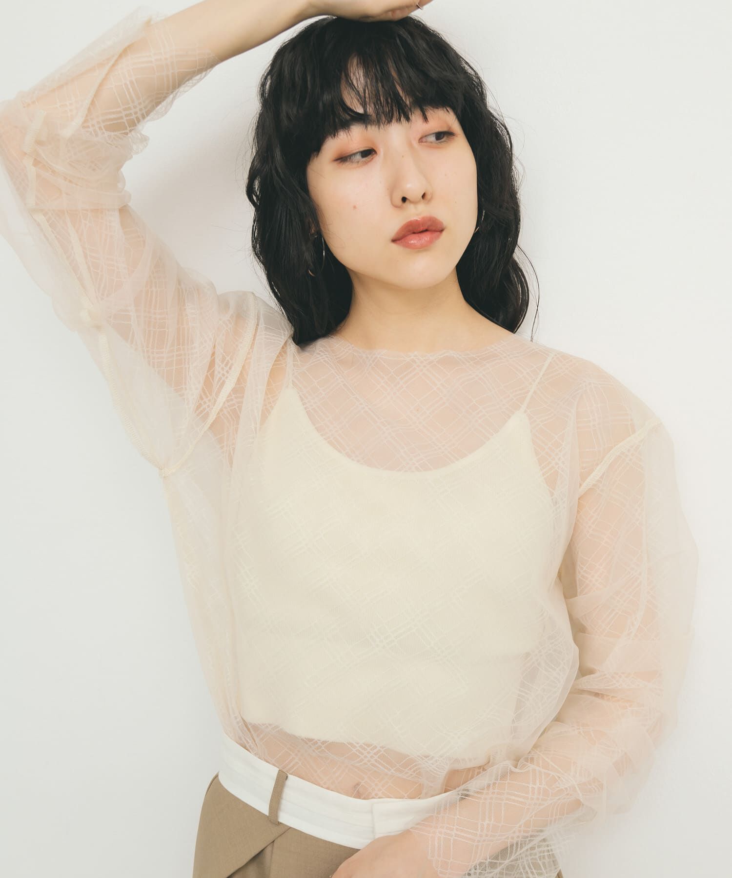  「リバーシブルレイヤードチュールカットソー」|Tシャツ・カットソー|