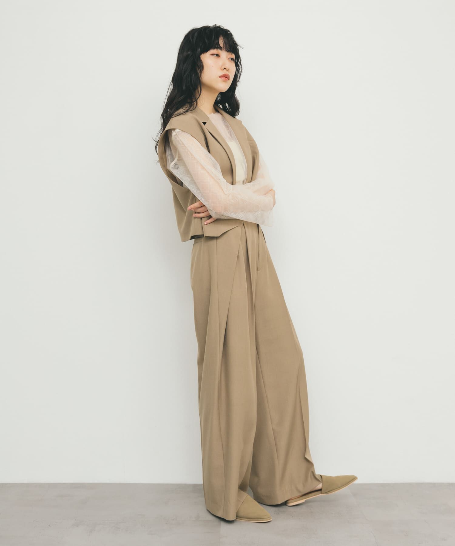  「リバーシブルレイヤードチュールカットソー」|Tシャツ・カットソー|