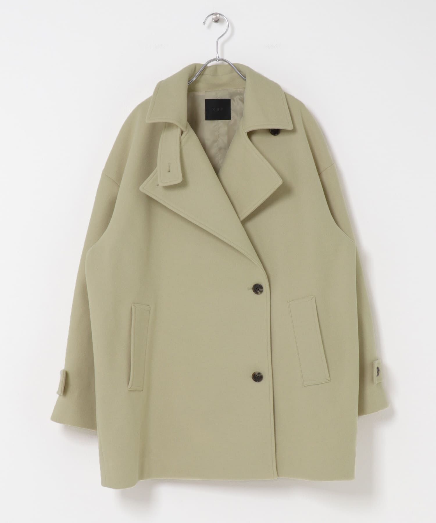  「BIGカラーミドルコート」|ノーカラーコート|