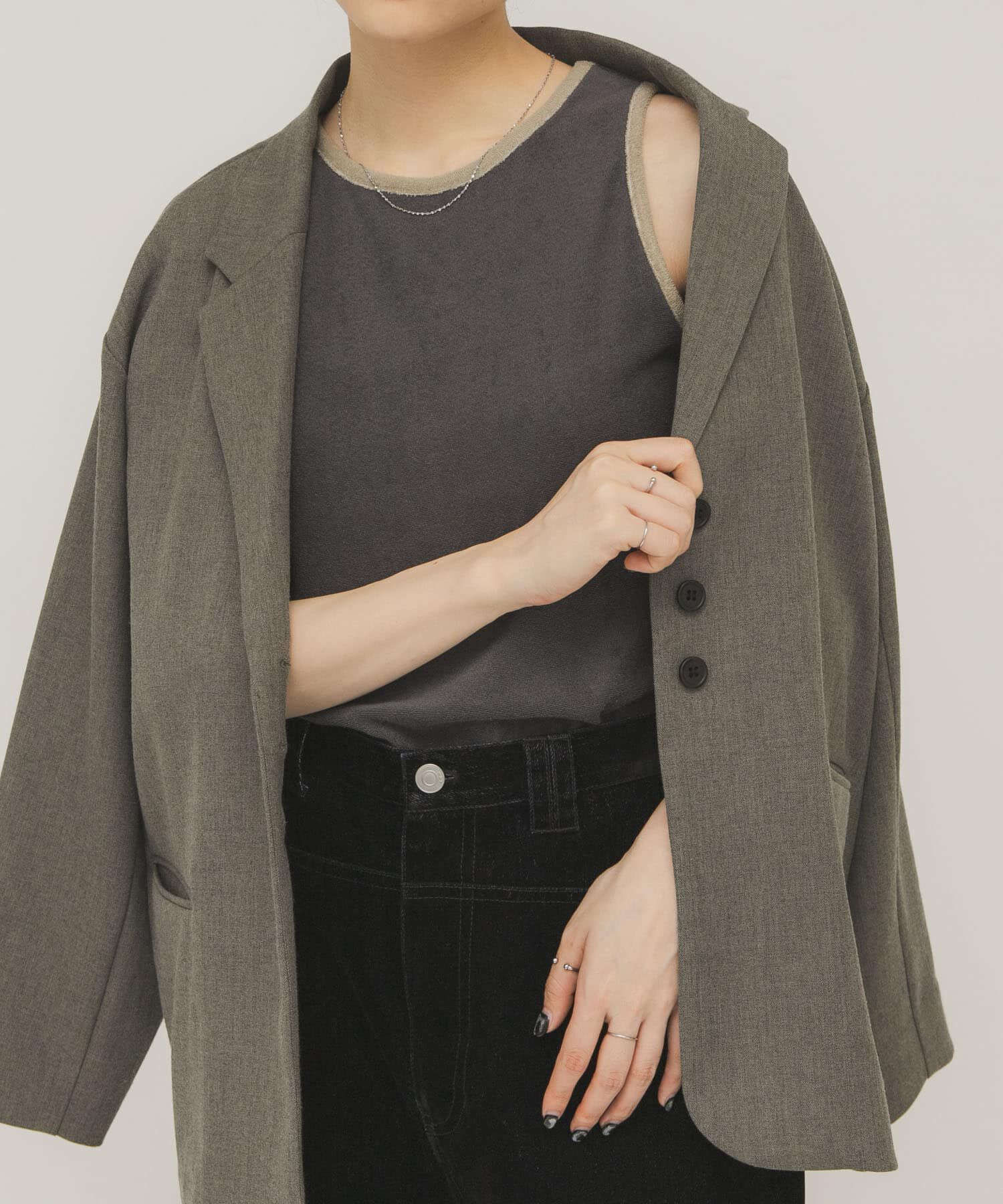  「バイカラーパイルタンク」|タンクトップ|